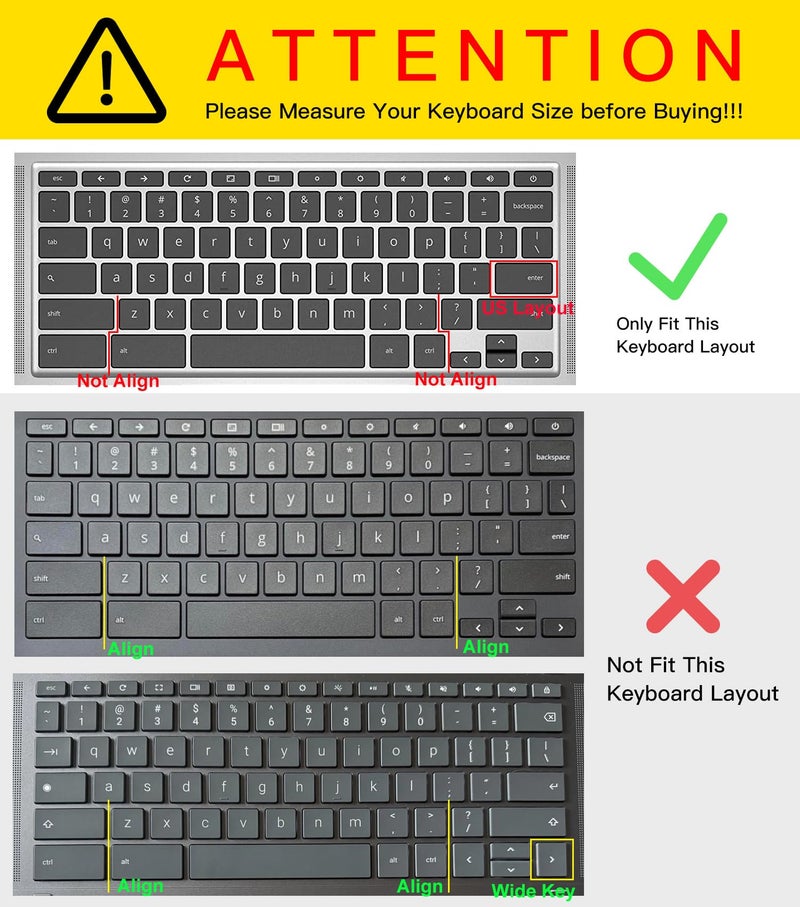 CaseBuy غطاء لوحة مفاتيح لجهاز HP 14" Chromebook 14a-na 14a-ca 14B-CA 14a-na0226nr 14a-ne0013dx 14a-na0031wm 14a-na0021nr na1043cl 14a-ca0030wm، واقي لوحة مفاتيح HP Chromebook 14A G5، أومبري بنفسجي - Image 2
